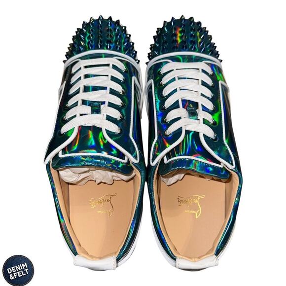 Christian Louboutin Louis Junior Spikes Iridescent Low Top Sneakers Men’s 13 NEW - Picture 15 of 15